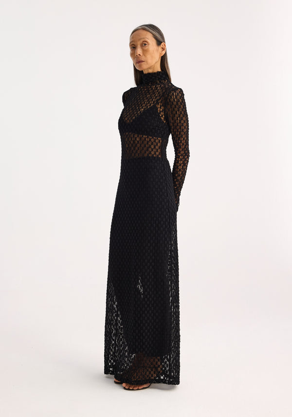 Róhe Geometrical Lace Turtleneck Dress | Black