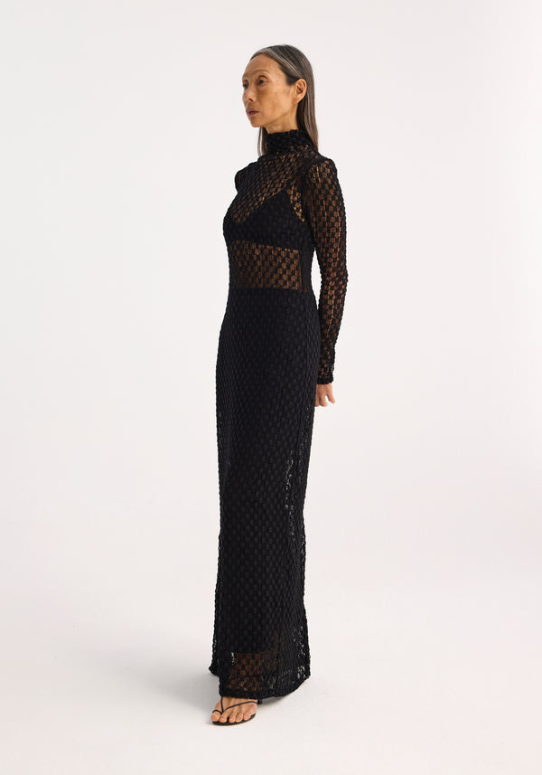Róhe Geometrical Lace Turtleneck Dress | Black