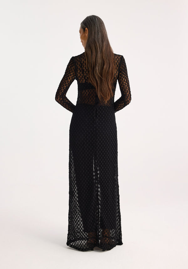 Róhe Geometrical Lace Turtleneck Dress | Black