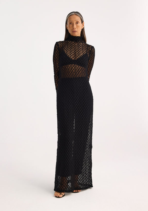 róhe geometrical lace turtleneck dress | black