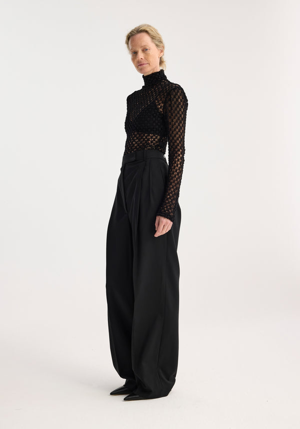 Róhe Geometrical Lace Turtleneck Top | Black