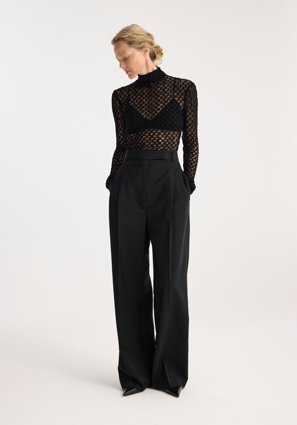 róhe geometrical lace turtleneck top | black