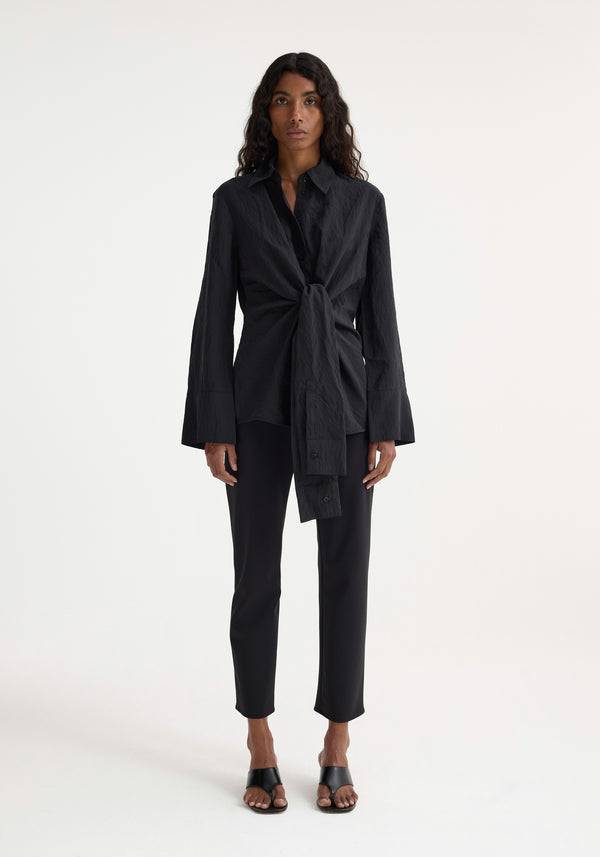 róhe hammered silk knotted shirt | black