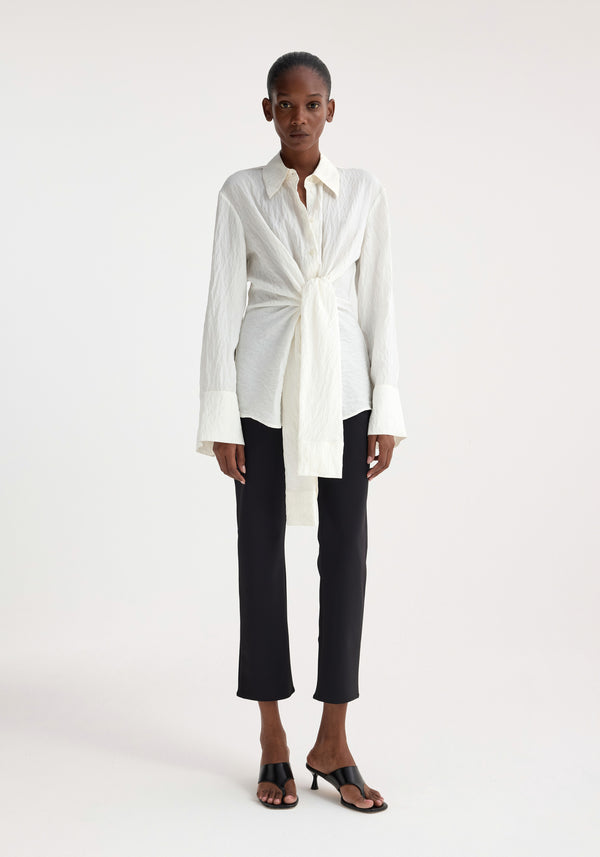 róhe hammered silk knotted shirt | off white