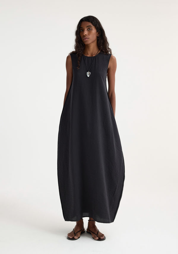 Róhe Hammered Silk Shaped Dress | Black