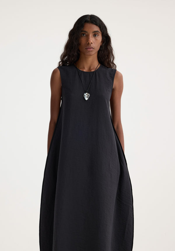 Róhe Hammered Silk Shaped Dress | Black