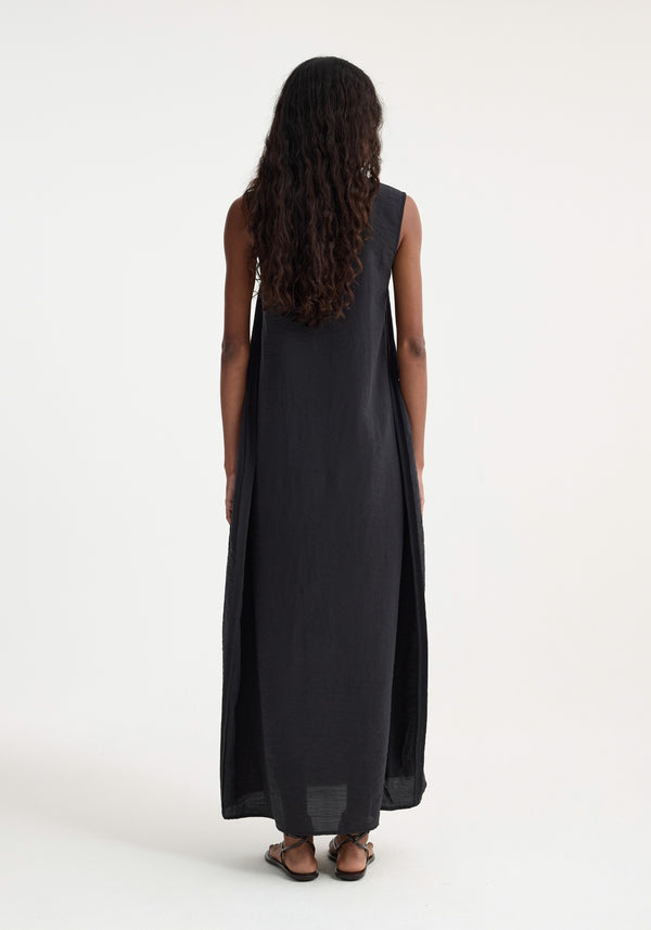 Róhe Hammered Silk Shaped Dress | Black