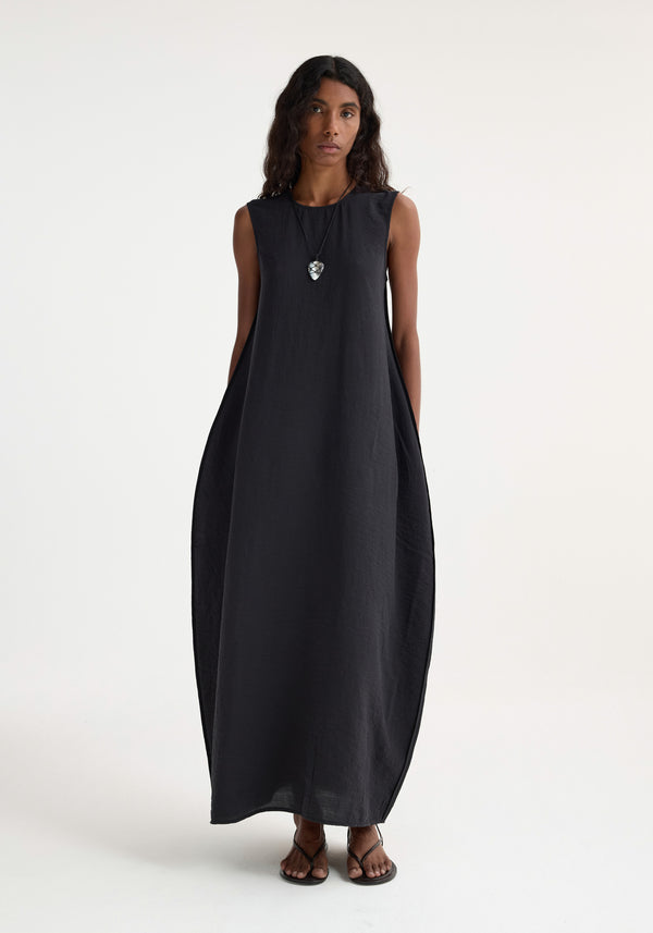 róhe hammered silk shaped dress | black