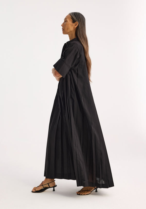 Róhe Harmonica Plissé Dress | Black