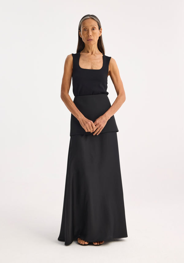 róhe integrated fluid silk skirt | black