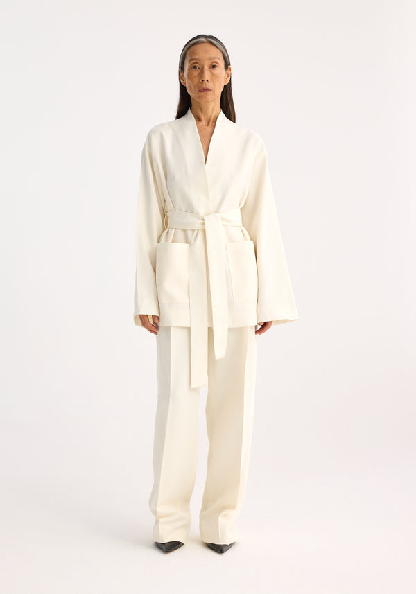 róhe kimono-style belted jacket | off white