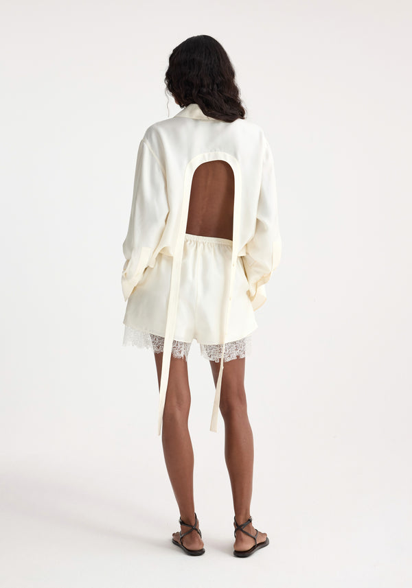 Róhe Lace Silk Shorts | Cream