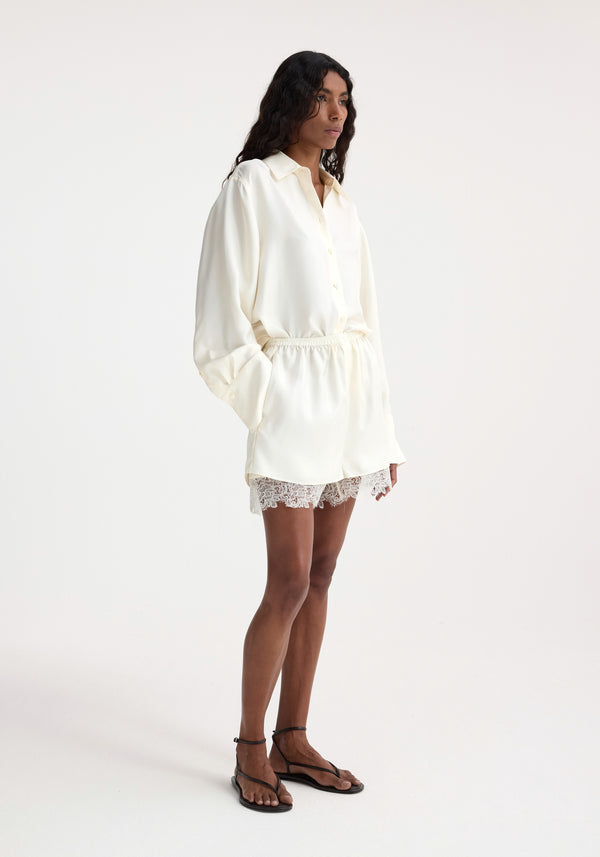 Róhe Lace Silk Shorts | Cream