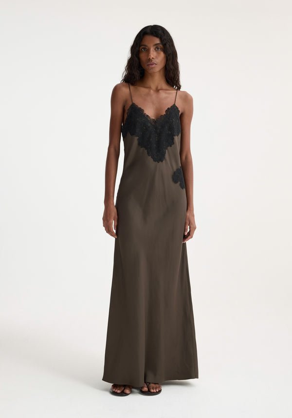 róhe lace silk slipdress | earth