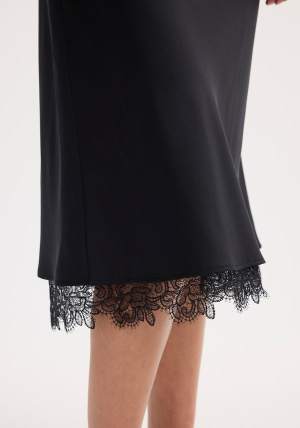 Róhe Lace-trimmed Silk Skirt | Black