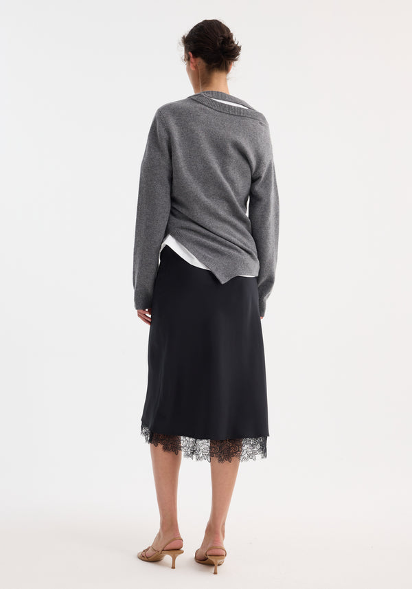 Róhe Lace-trimmed Silk Skirt | Black