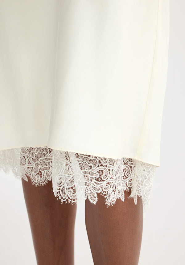 Róhe Lace-trimmed Silk Skirt | Cream