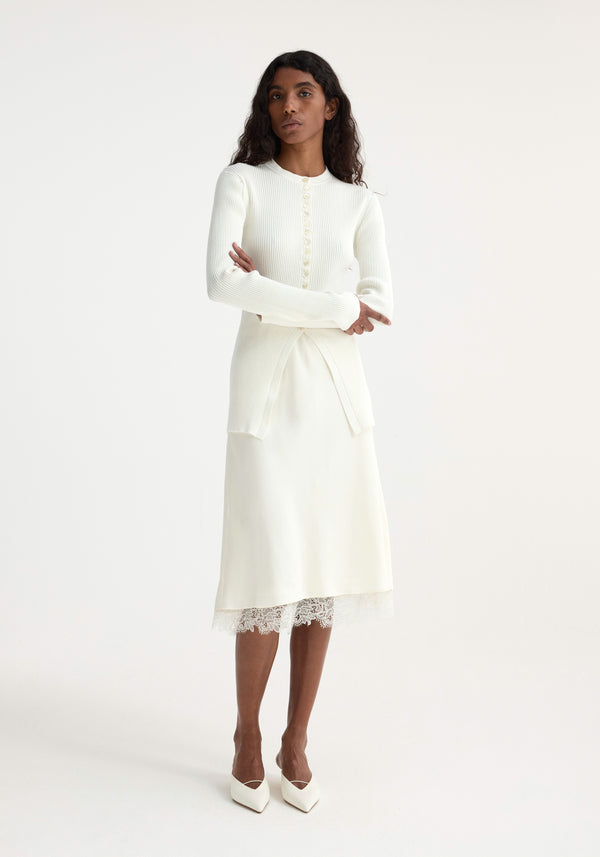 Róhe Lace-trimmed Silk Skirt | Cream