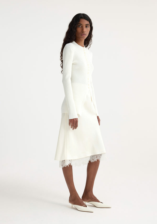 Róhe Lace-trimmed Silk Skirt | Cream