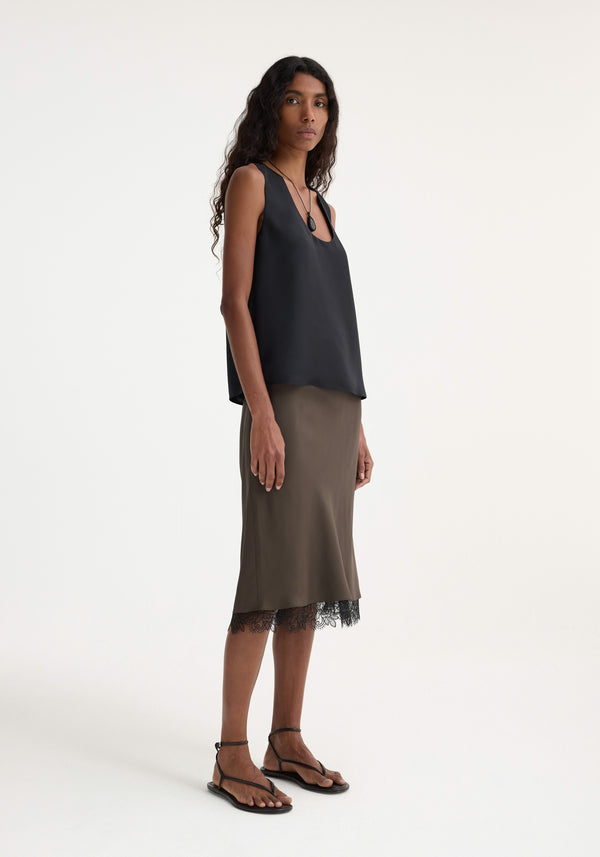 Róhe Lace-trimmed Silk Skirt | Earth