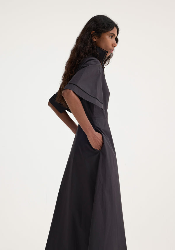 Róhe Ladder Embroidered Poplin Dress | Black