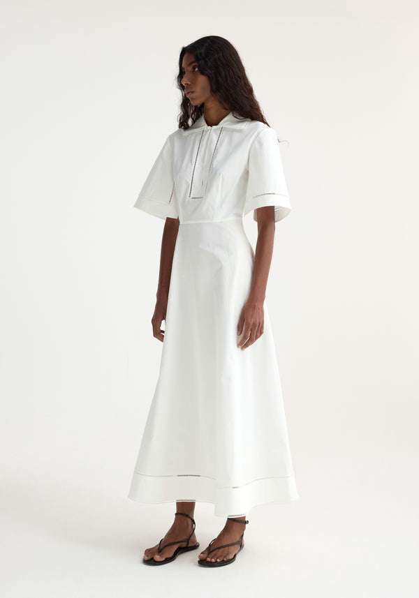 Róhe Ladder Embroidered Poplin Dress | Optic White
