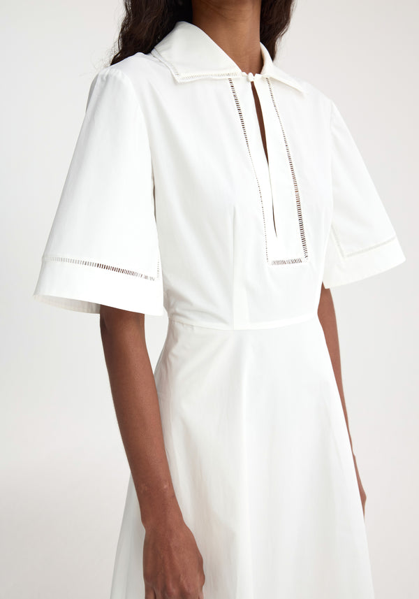 Róhe Ladder Embroidered Poplin Dress | Optic White