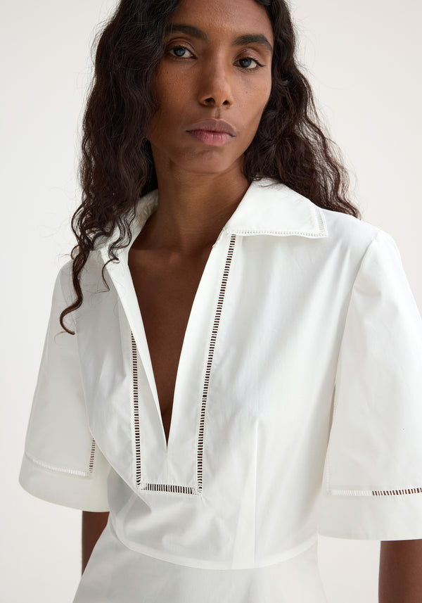 Róhe Ladder Embroidered Poplin Dress | Optic White