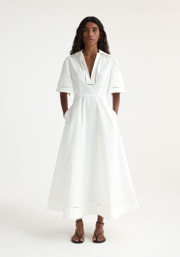 róhe ladder embroidered poplin dress | optic white
