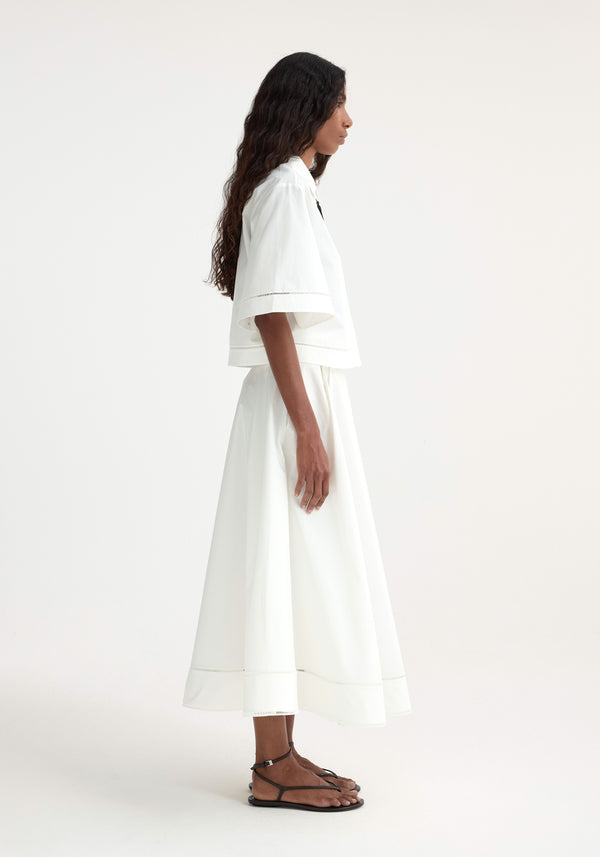 Róhe Ladder Embroidered Poplin Skirt | Optic White