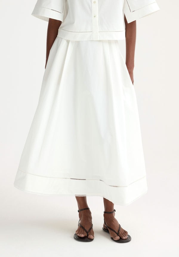 Róhe Ladder Embroidered Poplin Skirt | Optic White