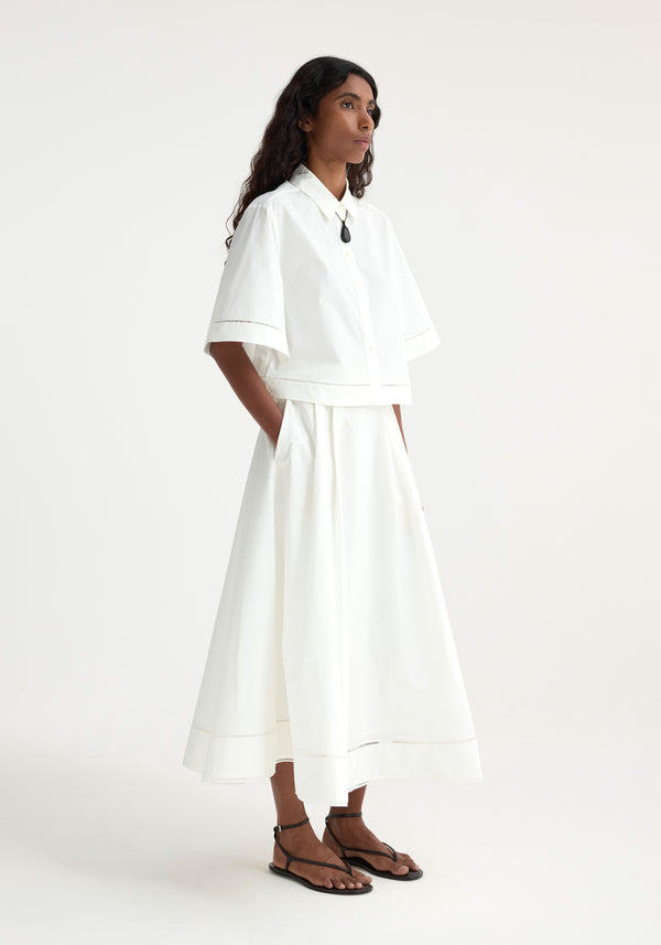 Róhe Ladder Embroidered Poplin Skirt | Optic White