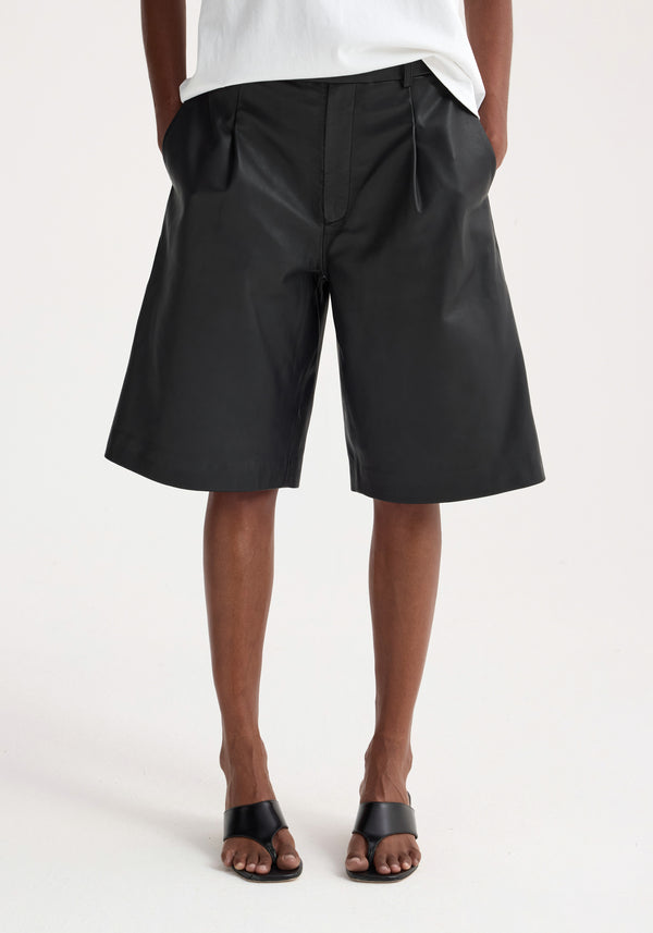 Róhe Leather Loose-fit Shorts | Black