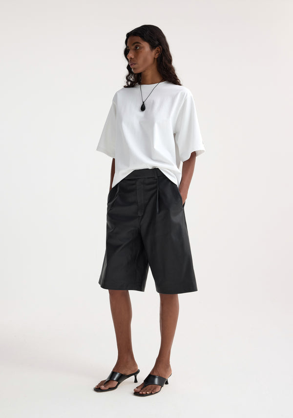 Róhe Leather Loose-fit Shorts | Black