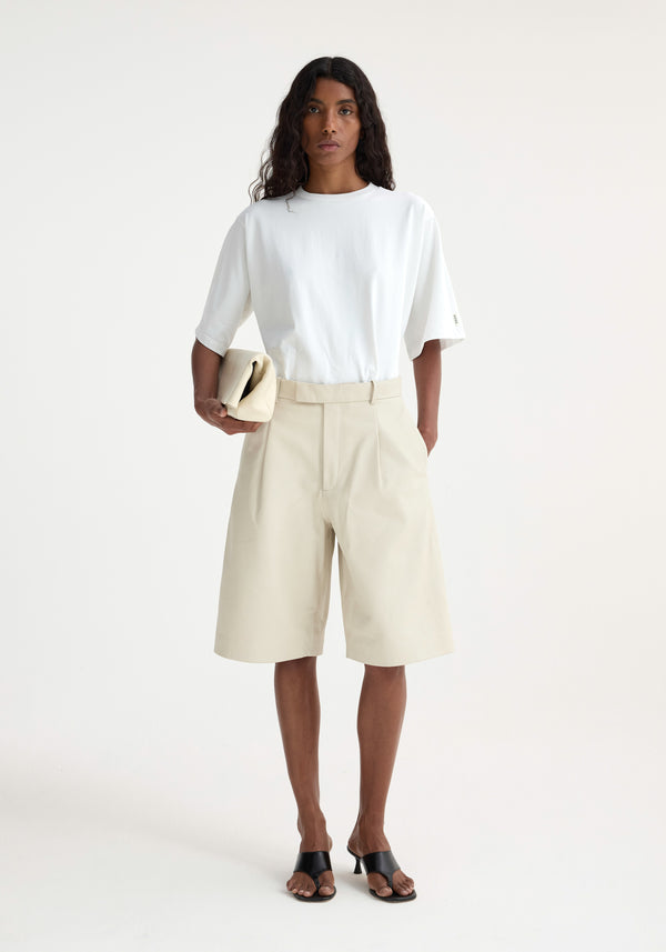 róhe leather loose-fit shorts | chalk