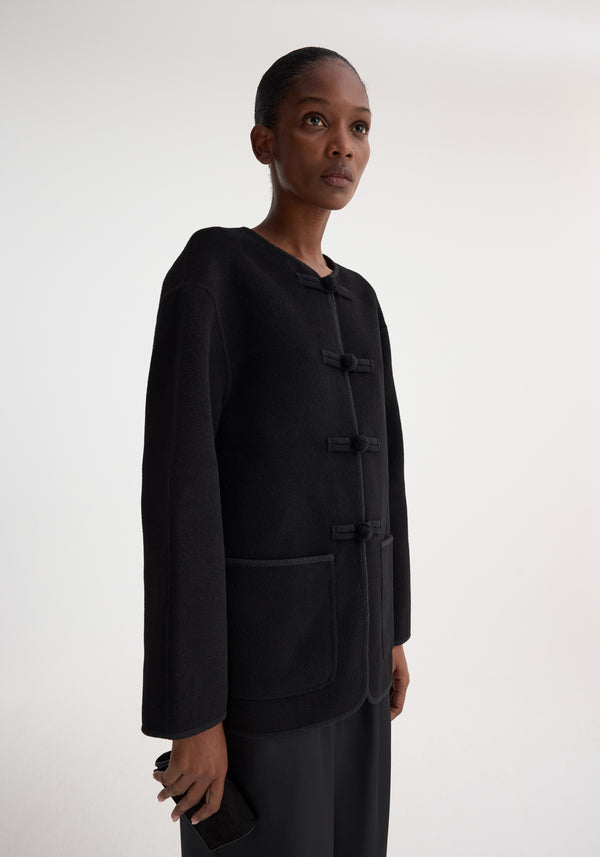 Róhe Mandarin Double-faced Wool Jacket | Black