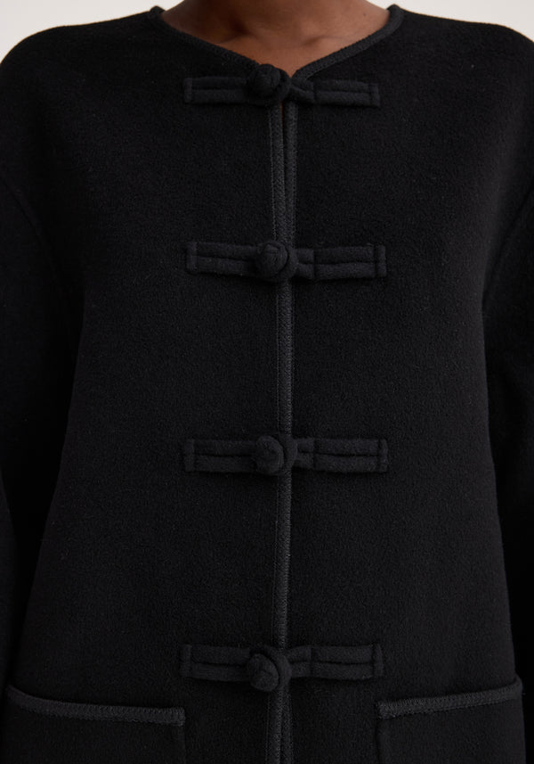 Róhe Mandarin Double-faced Wool Jacket | Black