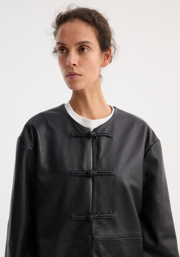 Róhe Mandarin Leather Jacket | Black