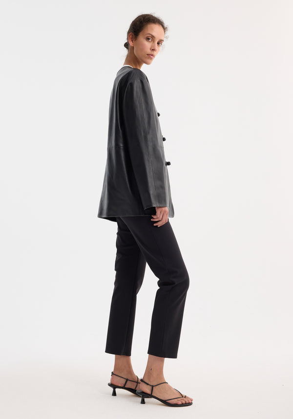 Róhe Mandarin Leather Jacket | Black