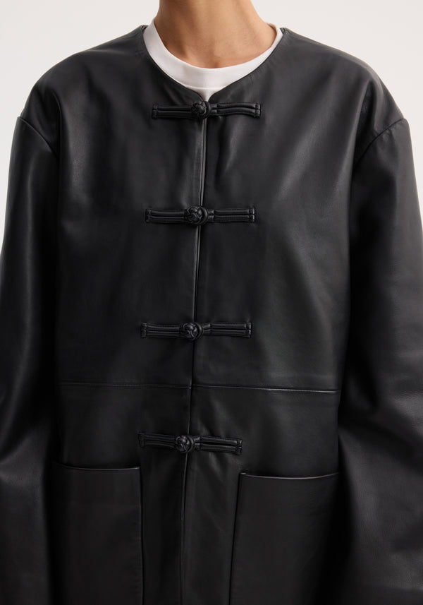 Róhe Mandarin Leather Jacket | Black