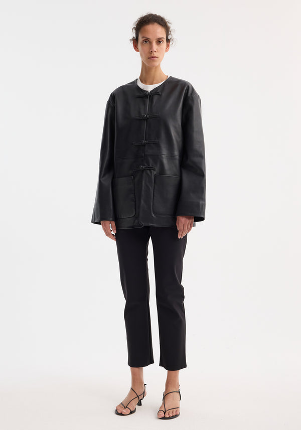 róhe mandarin leather jacket | black