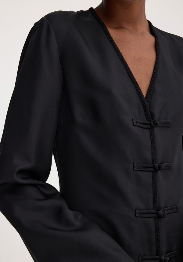 Róhe Mandarin Silk Dress | Black