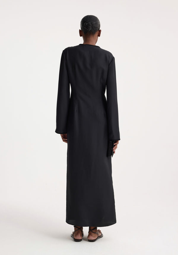 Róhe Mandarin Silk Dress | Black