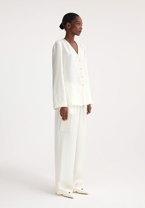 Róhe Mandarin Silk Top | Cream