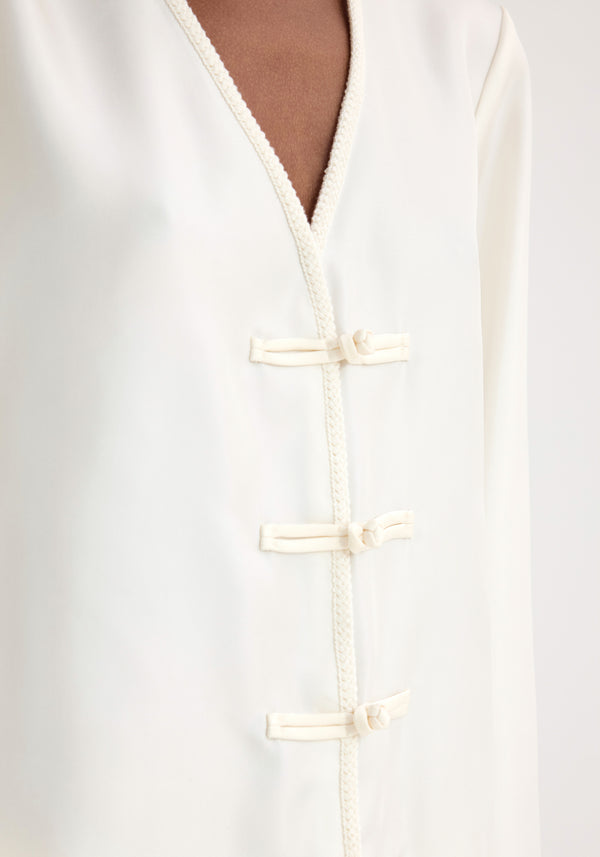 Róhe Mandarin Silk Top | Cream