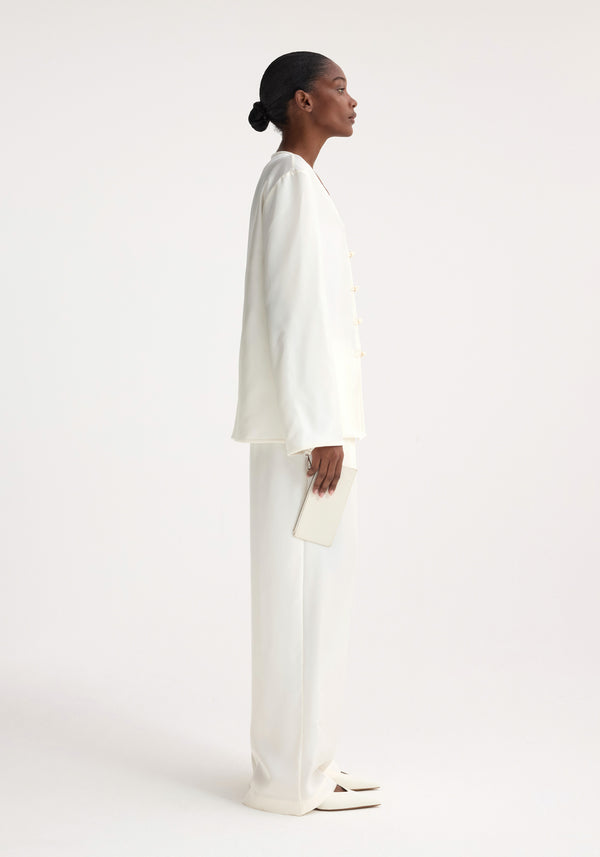 Róhe Mandarin Silk Top | Cream