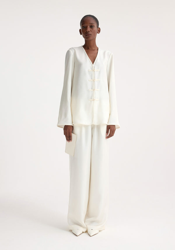 róhe mandarin silk top | cream