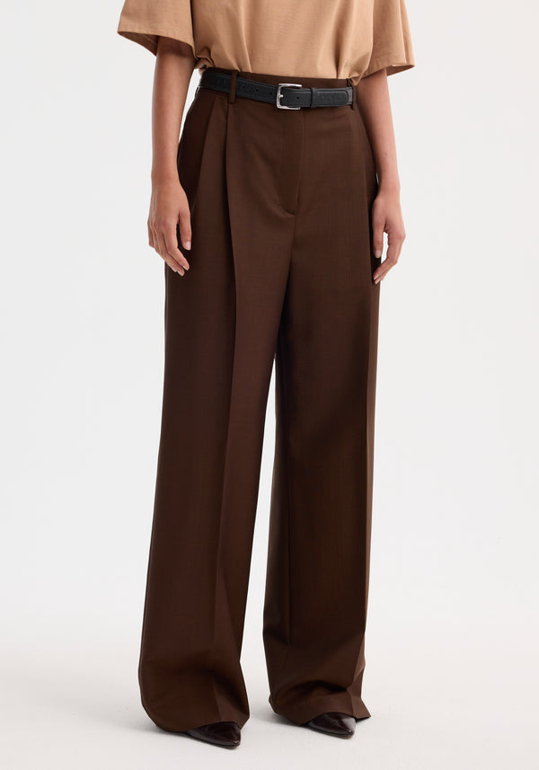 Róhe Mid-waist Tailored Trousers | Mahogany