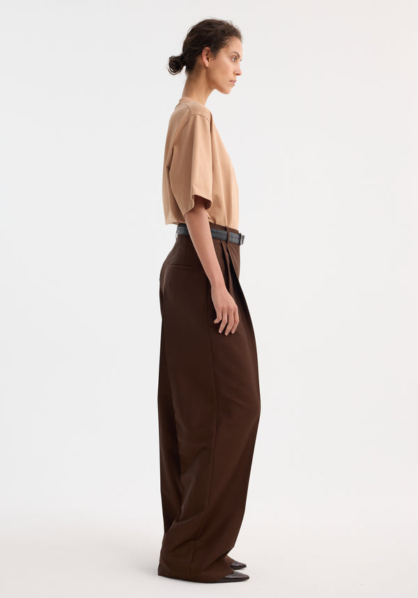 Róhe Mid-waist Tailored Trousers | Mahogany