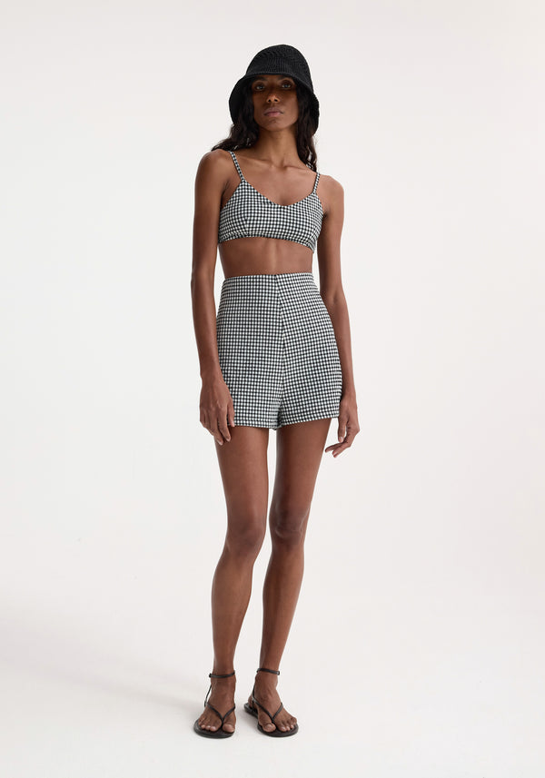 róhe mini gingham bralette | black gingham check